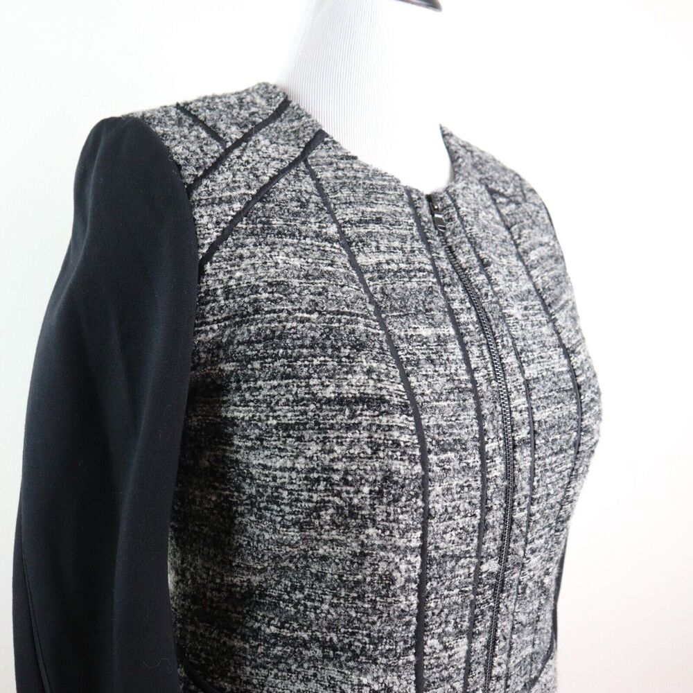 Ann Taylor Size 10 Boucle Wool Blend Moto Jacket Gray Heather - Picture 7 of 11